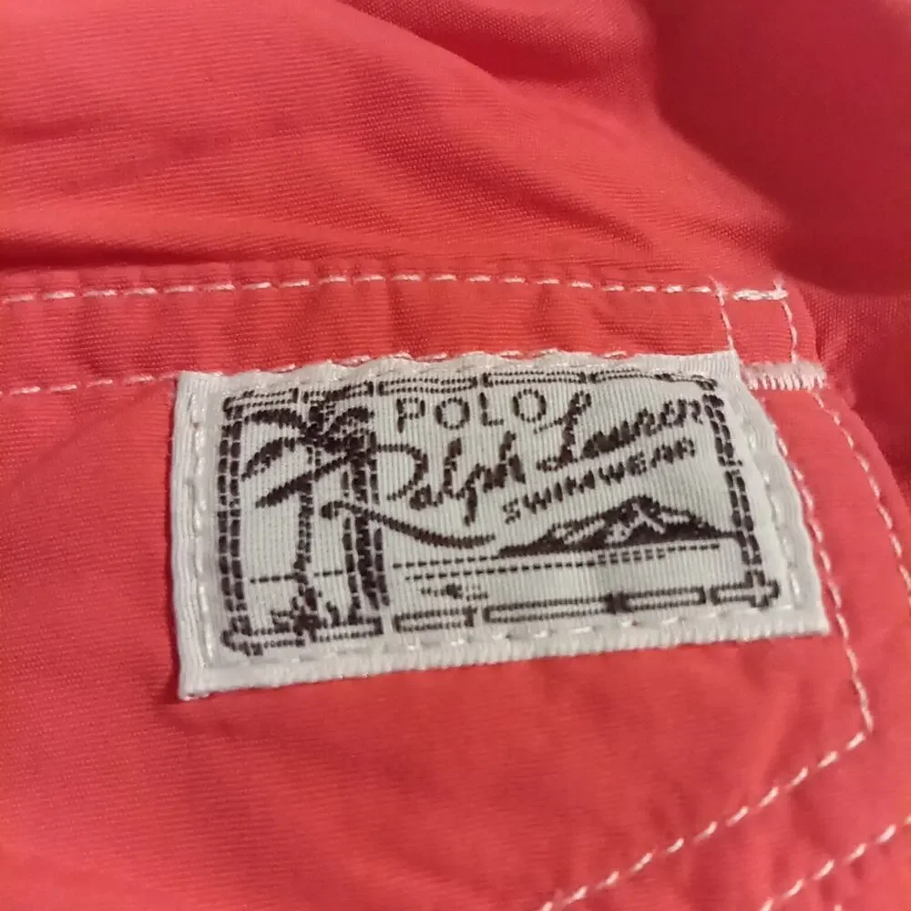 Polo Ralph Lauren Men's Swim Trunks Shorts Size Large Nylon Orange LG Pony Logo